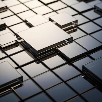 Refined Reflections A Macro Journey Through Intricate Square Textures, Embracing Light Gradients and Gentle Shadows on Reflective Surfaces Evoking Modern Geometry photo
