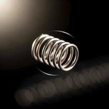 A Macro Exploration of a Delicate Spring in Subtle Oscillatory Motion, Expressing Exquisitely Elegant Textural Refinements and Soft, Ambient Luminescence. photo