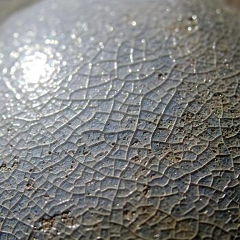 Macro Exploration of a Weathered Ceramic Surface Reflective Cracks Calmly Reveal Resilient Design and Organic Texture in Striking, Enduring Detail. photo