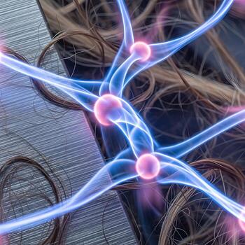 Mesmerizing Macro Fusion Translucent Plasma, Brushed Metal, and Organic Fibers Creating a Luxurious, Dynamic Interplay of Texture, Light, and Fluidity photo