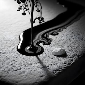 macro viaje un cautivador fusión de fluido tinta y natural Roca texturas en difundido ambiente Encendiendo creando sutil, exclusivo minimalista elegancia foto