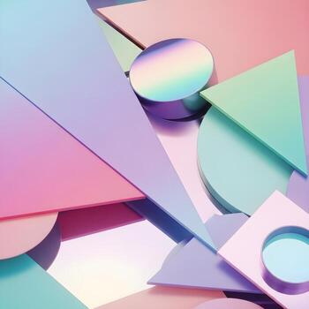 Breathtaking Macro Composition An Elegant Dance of Offset Geometric Patterns, Subtle Pastel Gradients, and Reflective Minimalist Surfaces for Modern Art photo