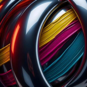 Illuminated Metallic Brilliance A Captivating Macro Journey Through Sleek, Vibrant Textures Merged with Bold Expressive Brushstrokes of Modern Elegance, Inspired. photo