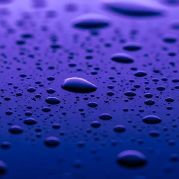 Enigmatic Luminescent Droplets A Macro Journey Through Deep Xenon Hues, Reflective Surfaces, and Intricate Rainfall Patterns Evoking Futuristic Surreal Elegance. photo