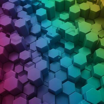 Futuristic Hexbin Mosaic A Macro Journey Revealing Interlocking Geometric Patterns, Shimmering Gradient Colors, and Soft Ambient Lighting in an Upscale Design photo