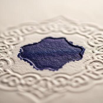An Exquisite Macro Close-Up Delicate Ink Imprint, Textured Paper, and Subtle Embossed Patterns Bathed in Refined, Soft Ambient Lighting Delight photo