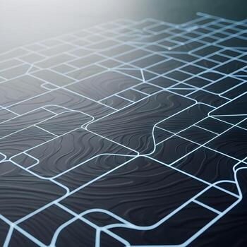 Elegant Convergence in a Futuristic Landscape Seamless Integration of Digital Neon Grids, Organic Surface Patterns, and Soft Ambient Matte Textures photo