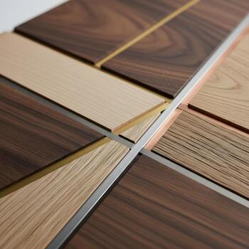 Macro Capture of Textured Organic Wood and Subtle Metal Merging into an Elegant, Upscale Composition of Contemporary Natural Art Mastery photo