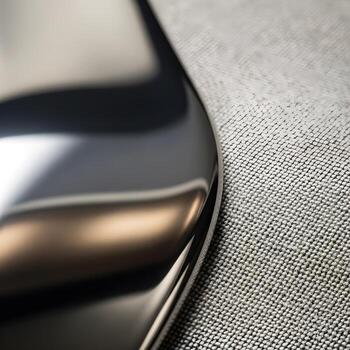 elegante interacción de reflexivo metálico brillo y suave tela textura debajo difundido ligero un fusión de moderno material sofisticación visuales foto