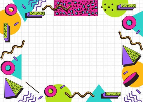 Retro Memphis Frame Dinamic Layout with White Base vector