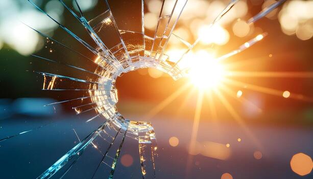 Broken Glass Shards of Light and Reflection in Abstract Art photo