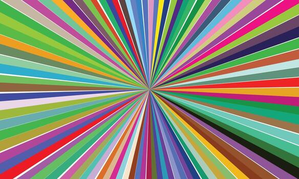 Colorful burst of radial lines emanating from a central point on white background vector
