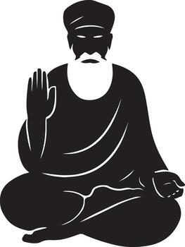 Guru Nanak Dev Ji Silhouette vector