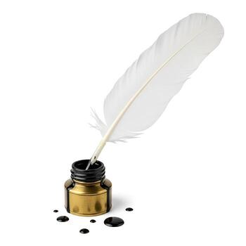 Feather quill and inkwell photo