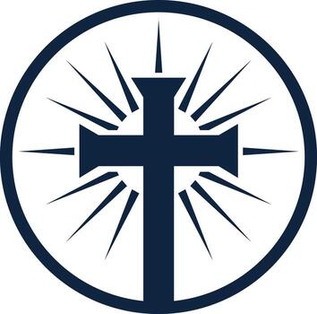 Cross in a Circle with Radiating Lines vector