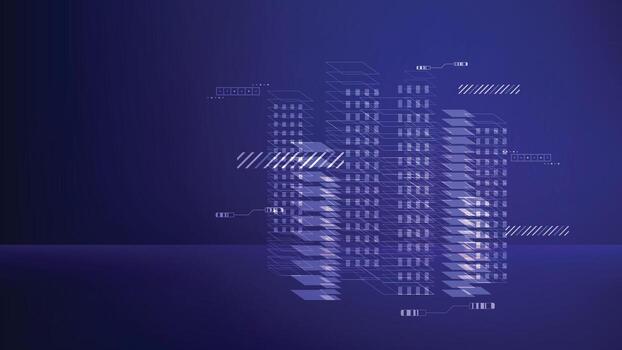 Smart City Abstract Futuristic Network Background Glowing Geometric Lines, Data Flow, AI Technology, and Urban Innovation Concept vector