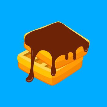 A waffle with chocolate syrup dripping from it vector