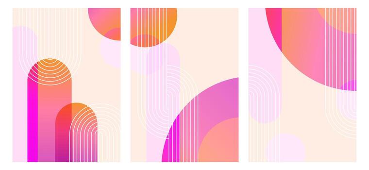 un conjunto de geométrico resumen antecedentes con superposición formas y gradientes minimalista moderno resumen geométrico Arte huellas dactilares vector