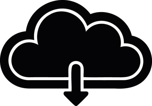 ilustración de un nube con un descargar flecha aislado en blanco antecedentes representando datos transferir vector
