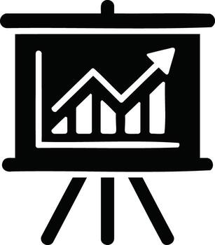 Illustration of presentation board with bar graph showing an upward trend isolated on white background vector
