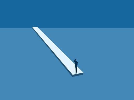 Difficulty, businessman on a risky path vector