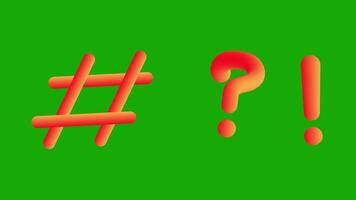 Hashtag, Question Mark and Exclamation Mark in Blob Shape on Green Background video