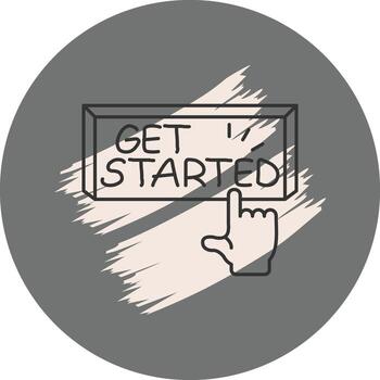 Get Started Finger Tap Button Stylish Digital Art Object vector