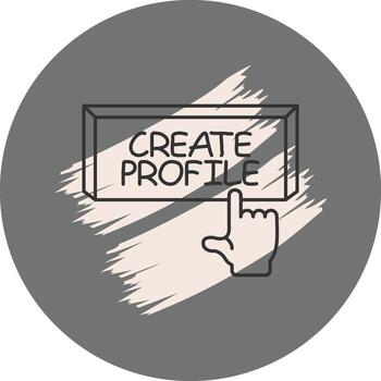 Create Profile Finger Tap Button Optimized Mobile App Design vector