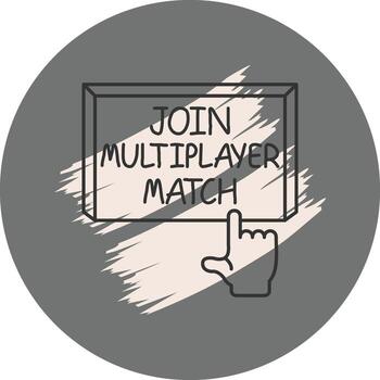 unirse multijugador partido dedo grifo botón limpiar creativo diseño vector