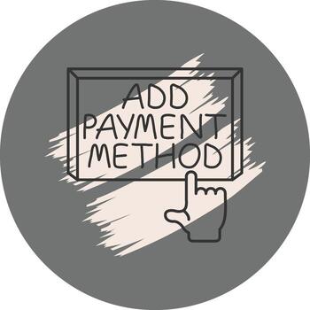 añadir pago método dedo grifo botón fuerte marca gráfico diseño vector