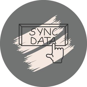 Sync Data Finger Tap Button Professional Flat Layout vector