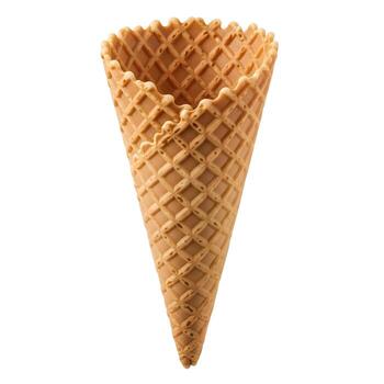Delightful waffle cone texture and patterns, isolated against a pristine white backdrop, showcasing intricate design and inviting sweetness photo