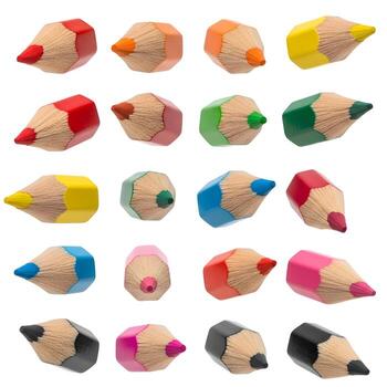 Collection of Colored Pencils in Varied Shapes, Sizes, and Colors Forming a Colorful Array for Creative Purposes photo