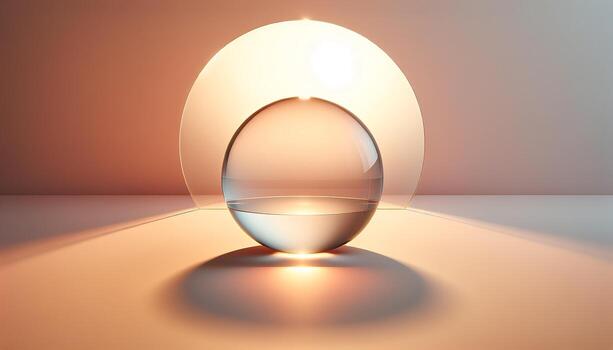 Mockup Abstract Glass Orb with Light and Shadow Modern Minimalistic Still Life photo