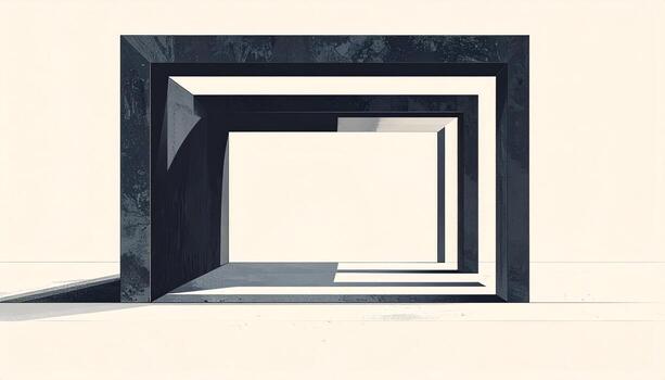 Abstract Geometric Architecture, Minimalist Design with Shadows and Light, Modern Art, graphic photo