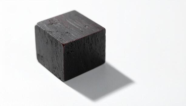 Dark Wooden Block on White Background - Isolated Object, space for text photo