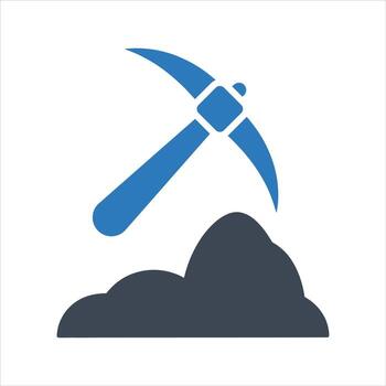 pickaxe icon. Mining resources with pick axe icon vector