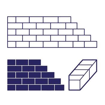 Stylized illustration of brick wall segments in two different color variations and perspective. vector