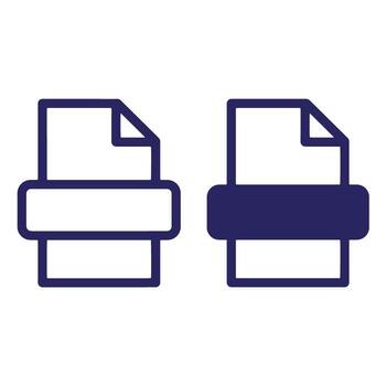 Two minimalist printer icon variations in blue representing printing and document processing vector