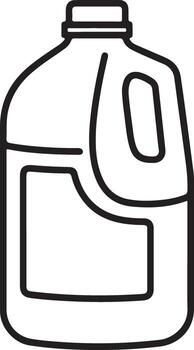 Simple outline drawing of a large plastic jug with a handle and blank label vector