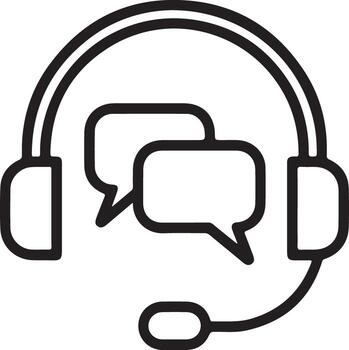 Headset with speech bubbles icon representing customer service and communication vector