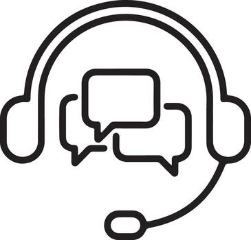 Customer support headset icon with chat bubbles representing communication and service vector