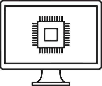 computadora monitor mostrando un central Procesando unidad chip icono representando tecnología y digital innovación vector