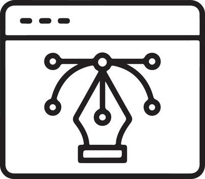 bolígrafo herramienta icono dentro un navegador ventana representando gráfico diseño y web desarrollo vector
