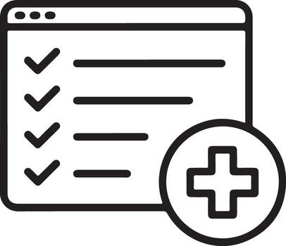 Lista de Verificación icono con un más firmar indicando agregando nuevo artículos a un tarea lista vector