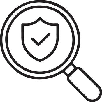 aumentador vaso examinando un proteger con un marca de verificación simbolizando seguridad y verificación vector