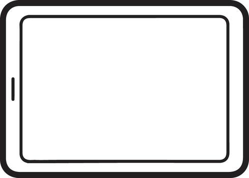 Simple hand drawn outline of a modern tablet device with a blank screen on a white background vector