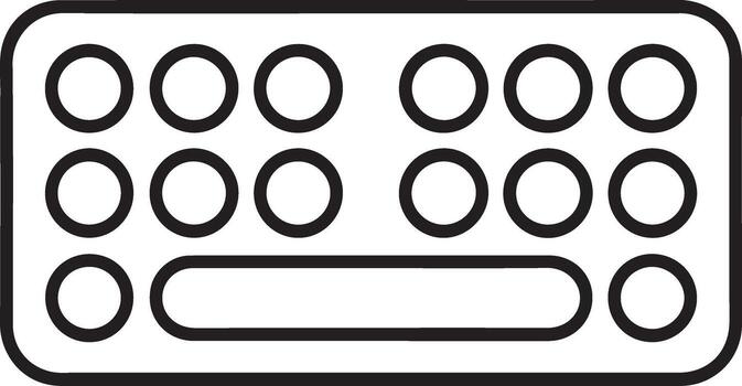 Minimalist outline illustration of a compact computer keyboard with round keys vector
