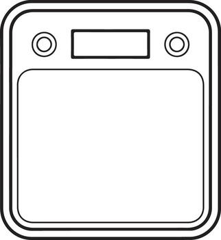 Simple line drawing of a digital kitchen scale with a blank display for measurements vector