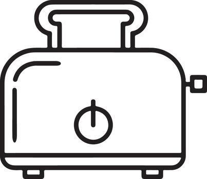 Simple line art illustration of a modern two slice toaster with a power button vector